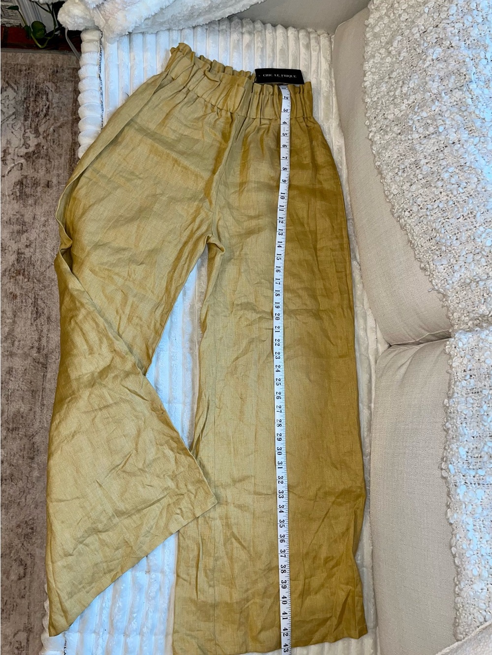 Wide Leg Linen Pants in Mustard - Chic le Frique - Sz L - NWOT